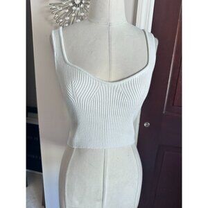 Ladies MEDUSA white ribbed crop top sleeveless SMALL